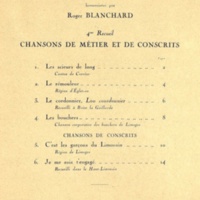 Chansons du Limousin ; 4 : chansons de métier et de conscrits